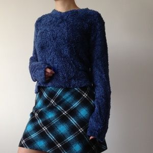 Lolypop - Soft & Fuzzy Dark Blue V-Neck Sweater